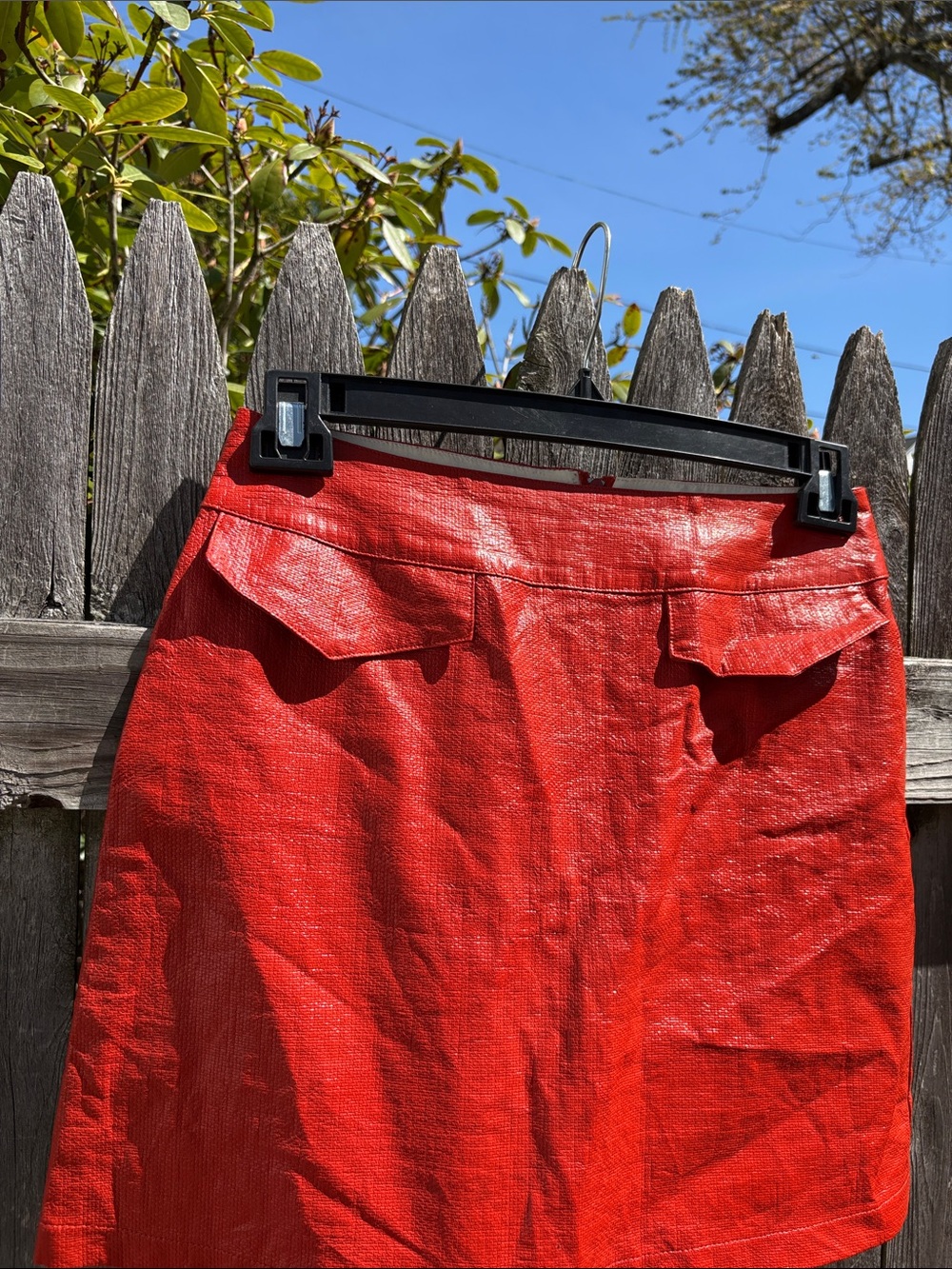 Sessun France size 38 linen/cotton/ faux leather skirt.